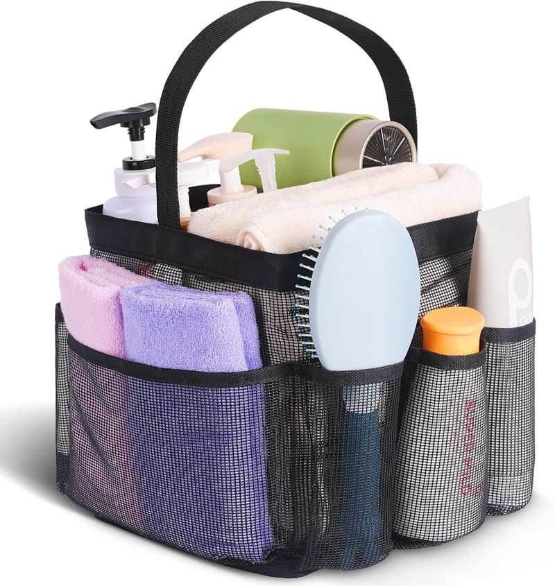 Portable Mesh Shower Caddy – 8-Pocket Essentials for College
