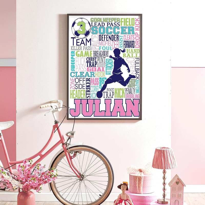 Personalized Soccer Typography Wall Art - Team Gift