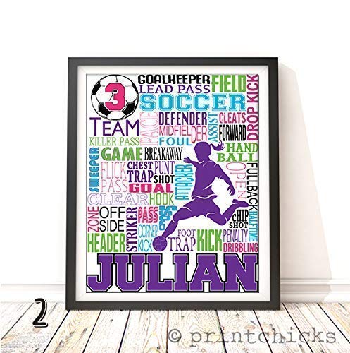 Personalized Soccer Typography Wall Art - Team Gift
