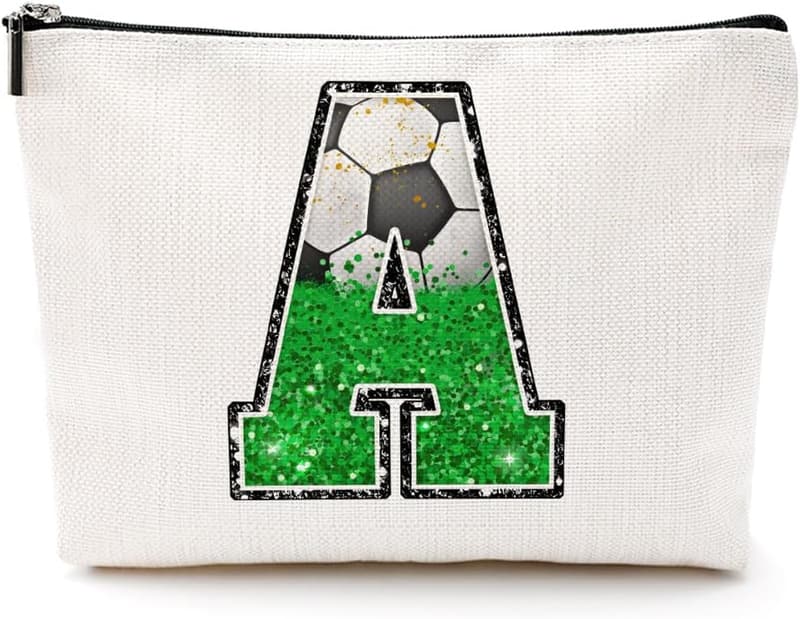 Monogrammed Soccer Makeup Bag - Personalized Gift for Players