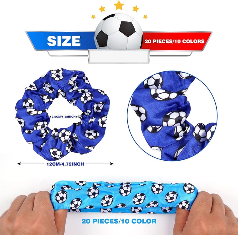 Soccer Birthday Party Favor Set with Hair Ties, Bracelets & Stickers