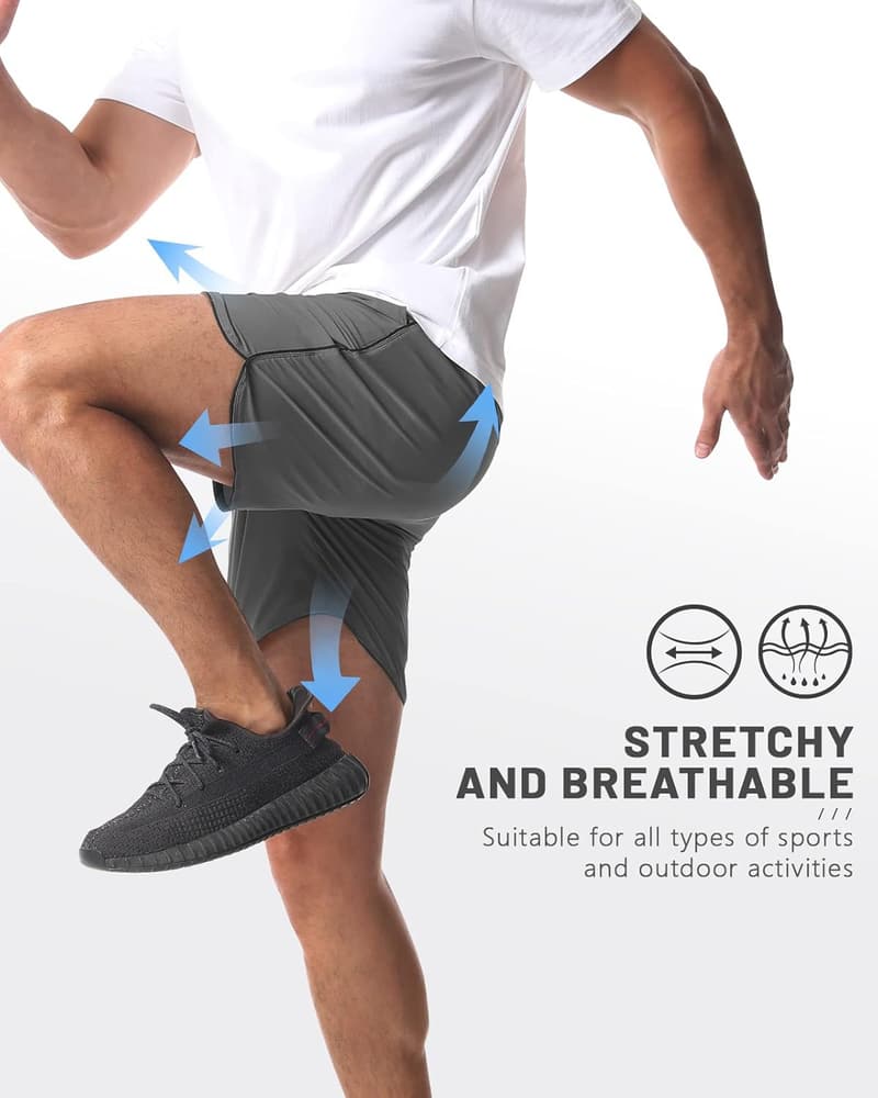 Men's Quick-Dry Athletic Shorts - 2 Pack for Gym & Running