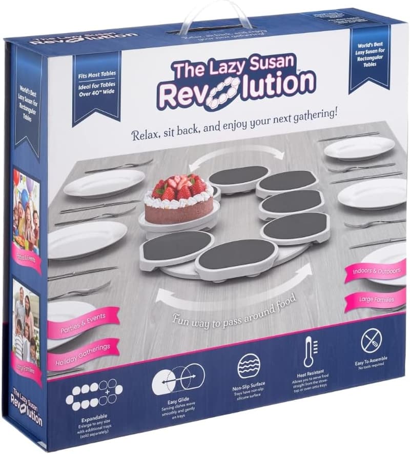 Expandable Dark Gray Lazy Susan Turntable for Dining Tables