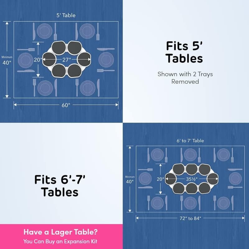 Expandable Dark Gray Lazy Susan Turntable for Dining Tables