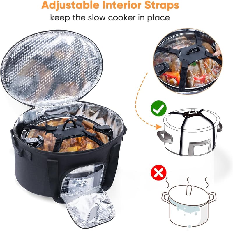 Portable Slow Cooker Carrying Bag for 6-8 Quart Units