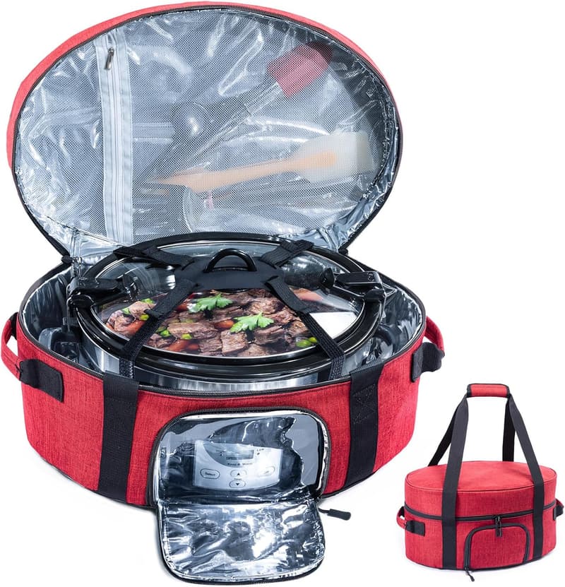 Portable Insulated Slow Cooker Carrier for 6-8 Quart Models