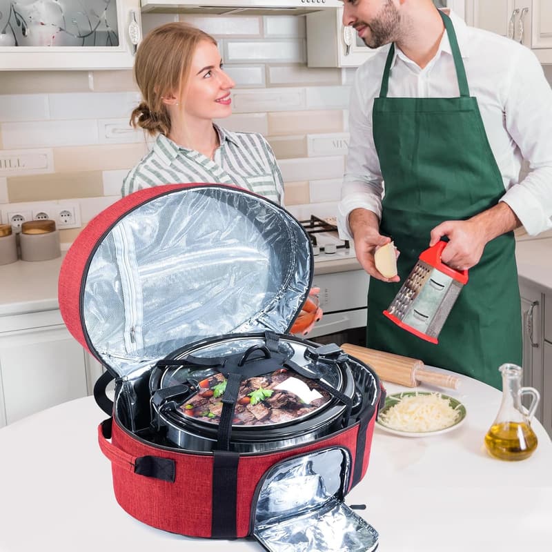 Portable Insulated Slow Cooker Carrier for 6-8 Quart Models