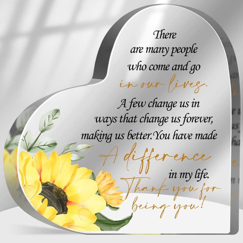 Inspirational Acrylic Heart Desk Decor for Coworkers and Friends