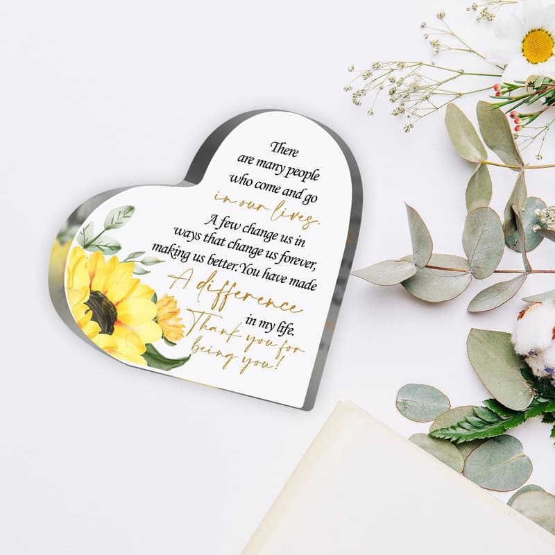 Inspirational Acrylic Heart Desk Decor for Coworkers and Friends