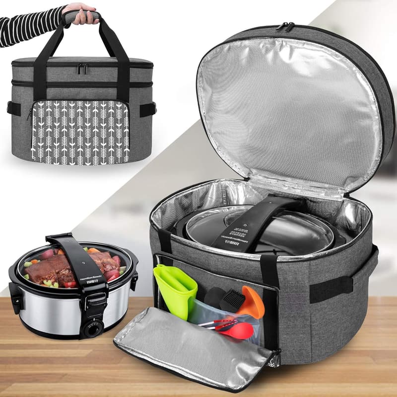 Gray Slow Cooker Travel Bag for 6-8 Qt Crock-Pot