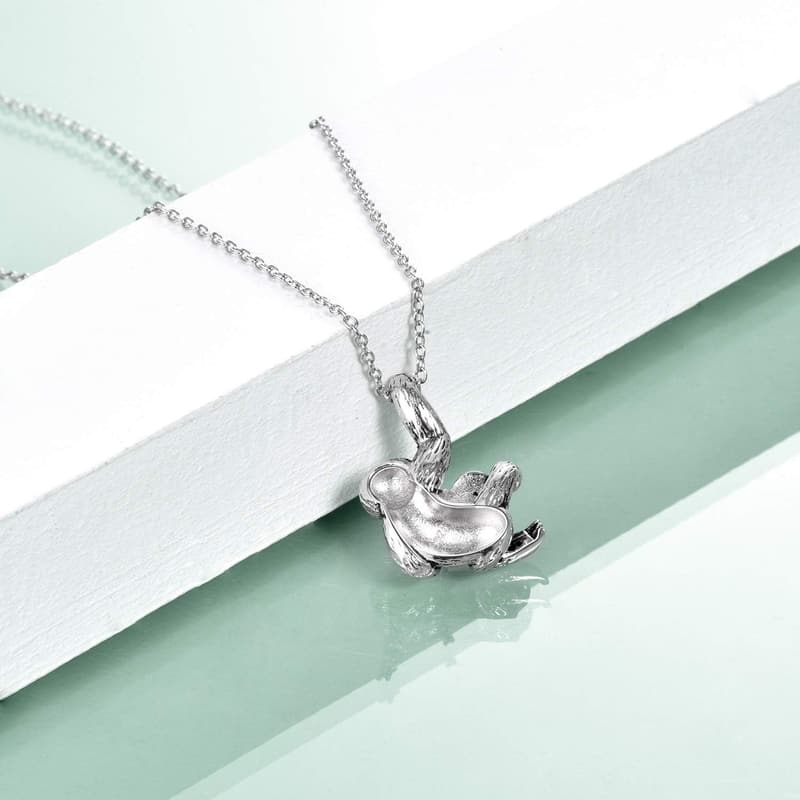 Christmas Sterling Silver Sloth Necklace with Heart Crystal