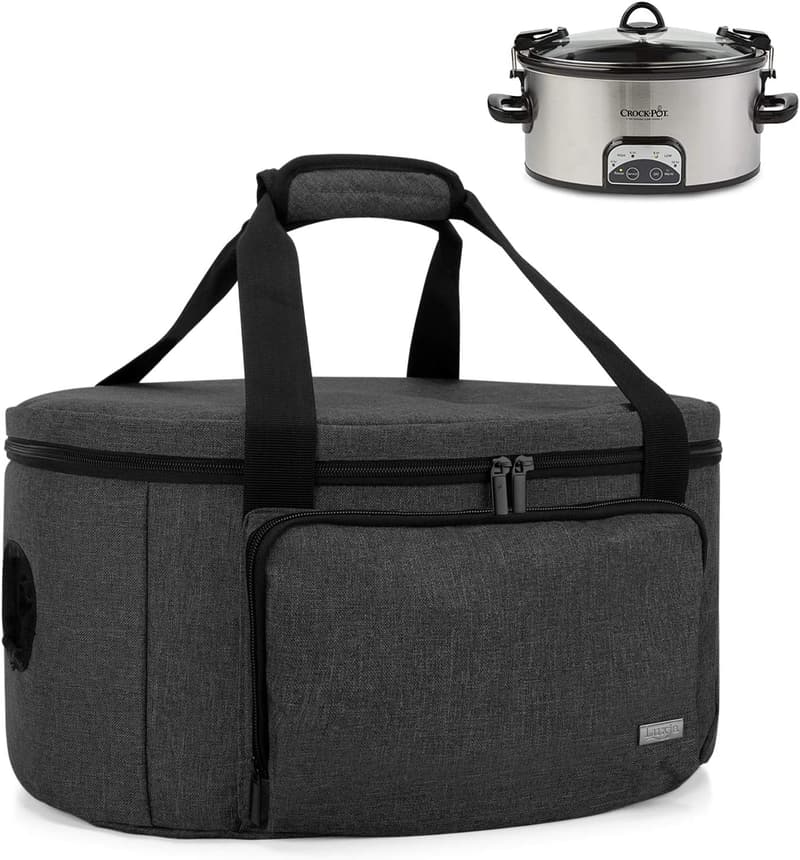 Insulated Slow Cooker Carrier Bag for 6-8 Quart Cookers, Black