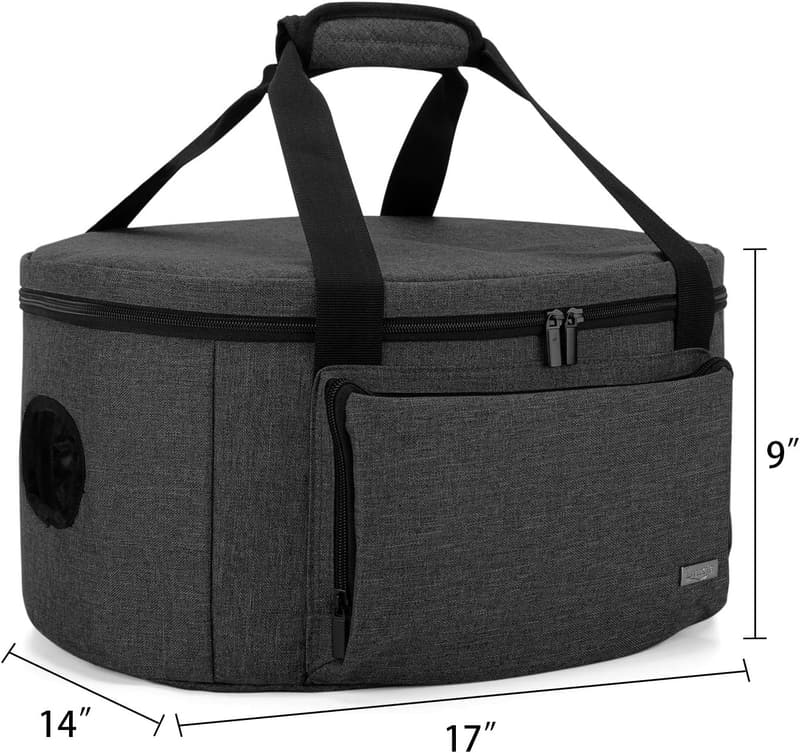Insulated Slow Cooker Carrier Bag for 6-8 Quart Cookers, Black
