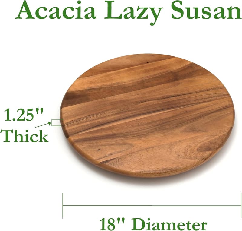 Acacia Wood 18-Inch Lazy Susan Kitchen Turntable