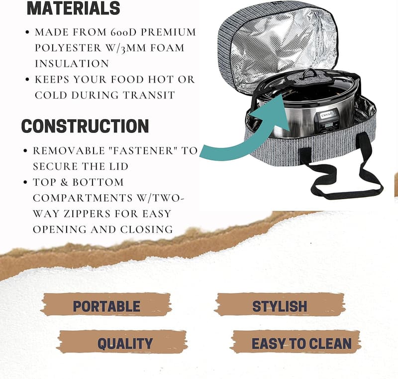 Crockpot Carrying Bag for 6-Quart Cookers - Herringbone Design