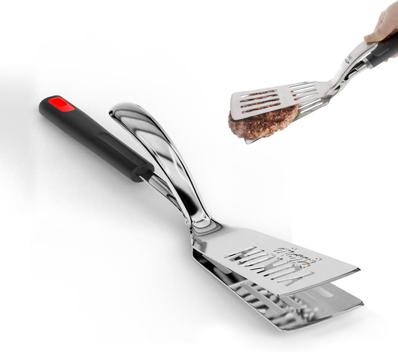 Premium Stainless Steel Tongs-Spatula with Rubber Grip