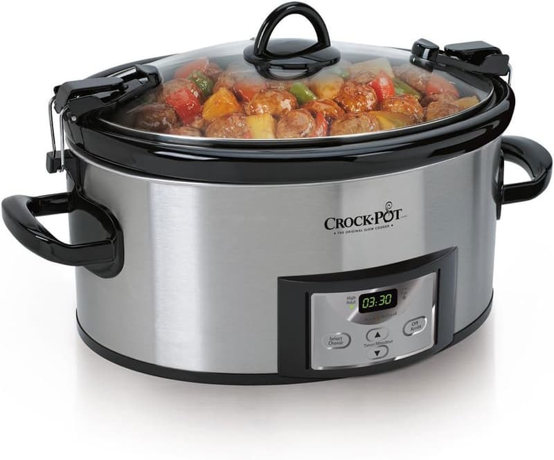 Portable 6-Quart Programmable Slow Cooker with Timer