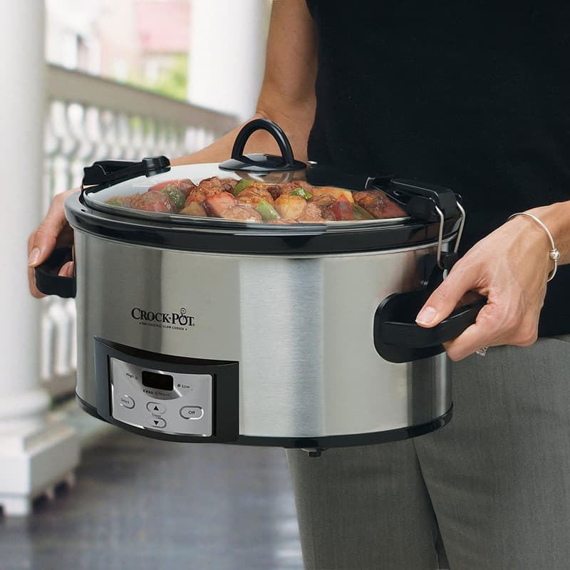 Portable 6-Quart Programmable Slow Cooker with Timer