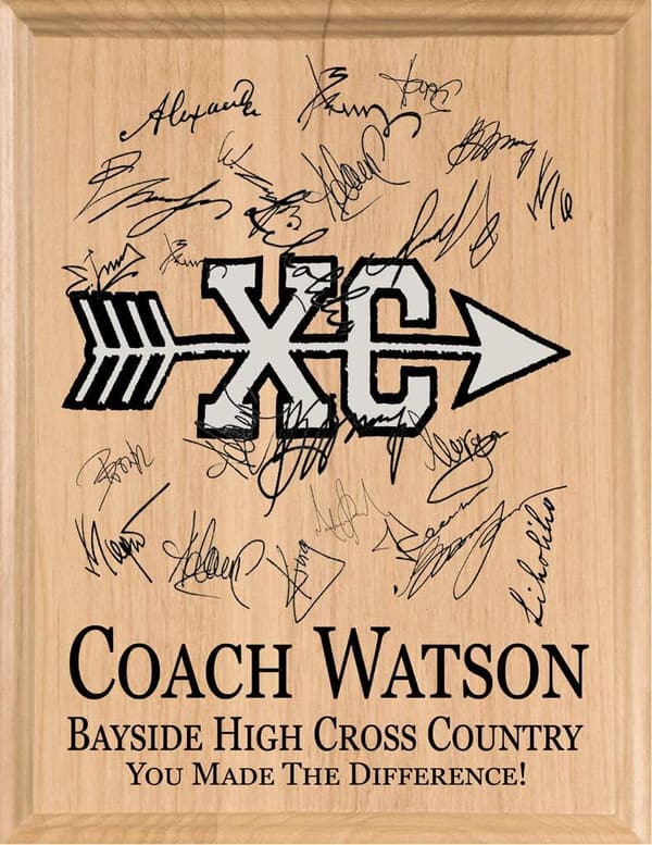 Cross Country Coach Plaque - Signable Solid Wood Gift
