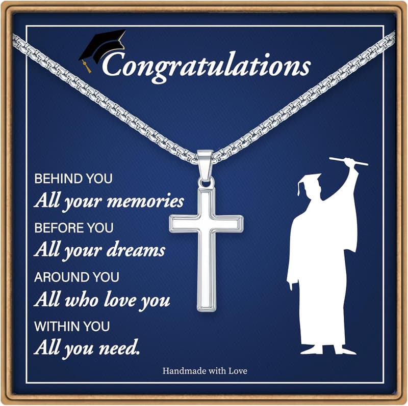 Cross Necklace for Men - Black/Gold/Silver Stainless Steel