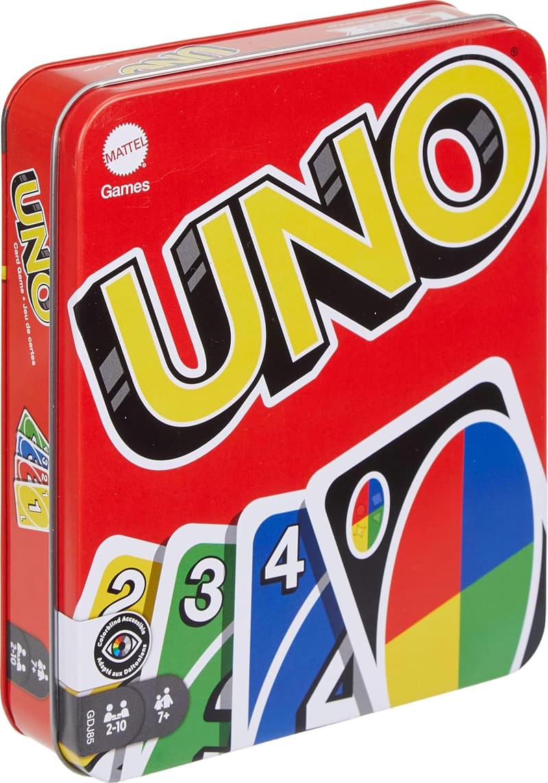 UNO Card Game with 112 Cards in Storage Tin - Family Fun