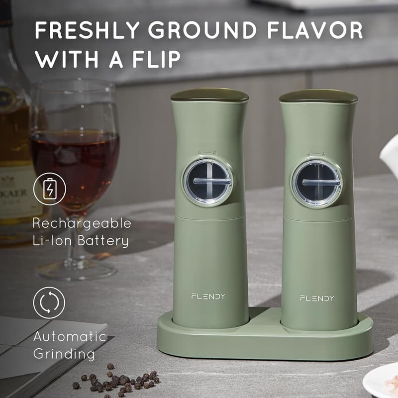 Rechargeable Electric Gravity Salt & Pepper Grinder Set