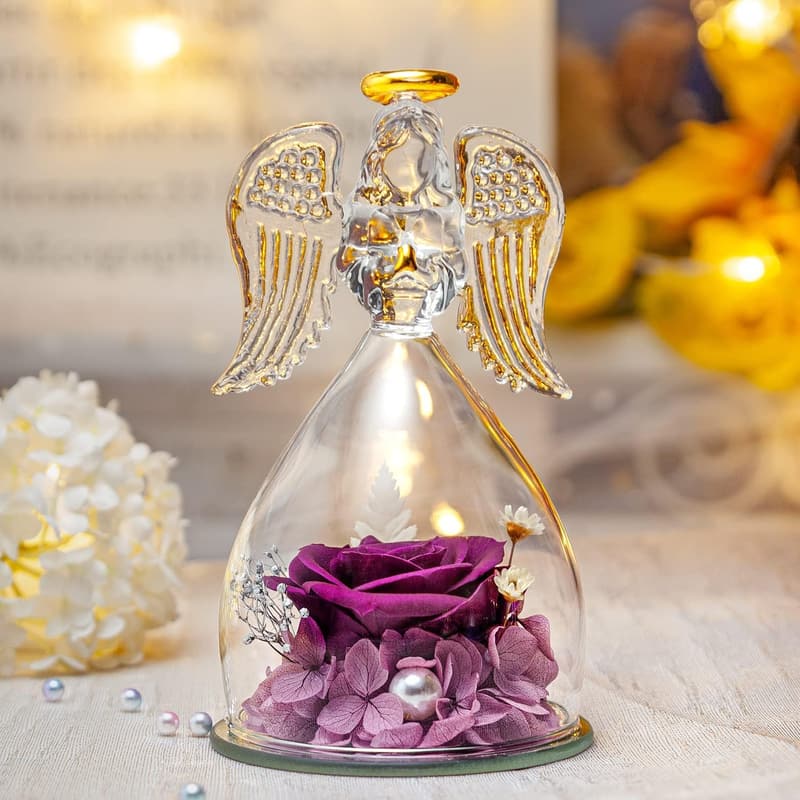 Mother's Day Preserved Rose Angel Figurine Gift for Mom