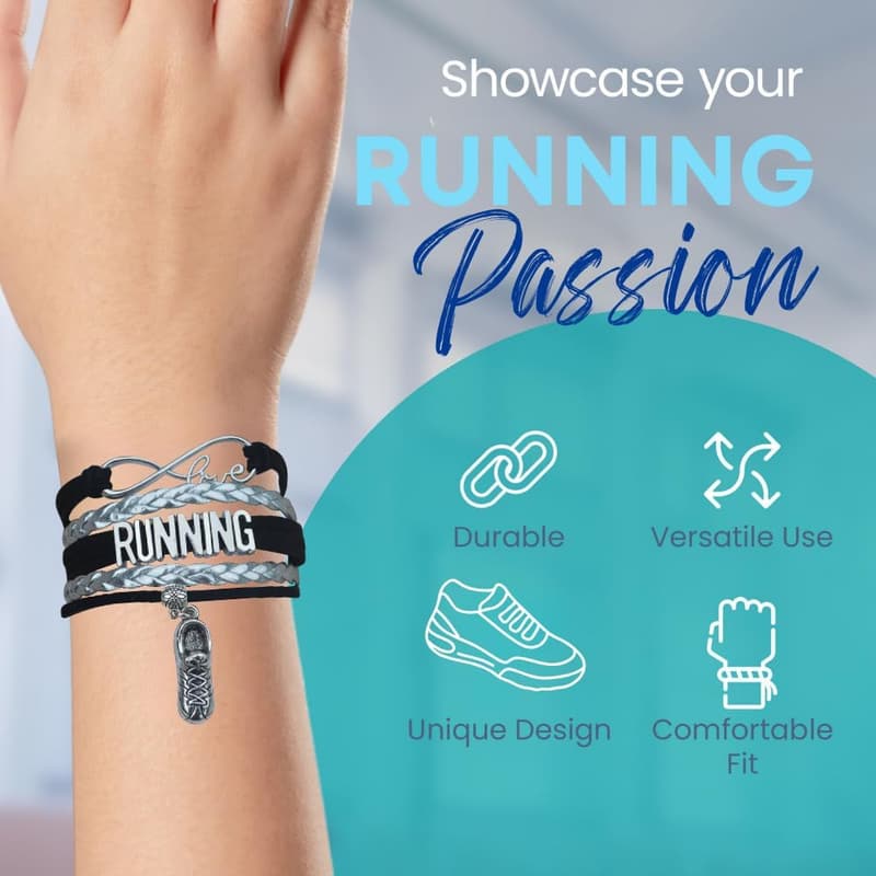 Runner Bracelet - Adjustable Infinity Charm Jewelry for Runners