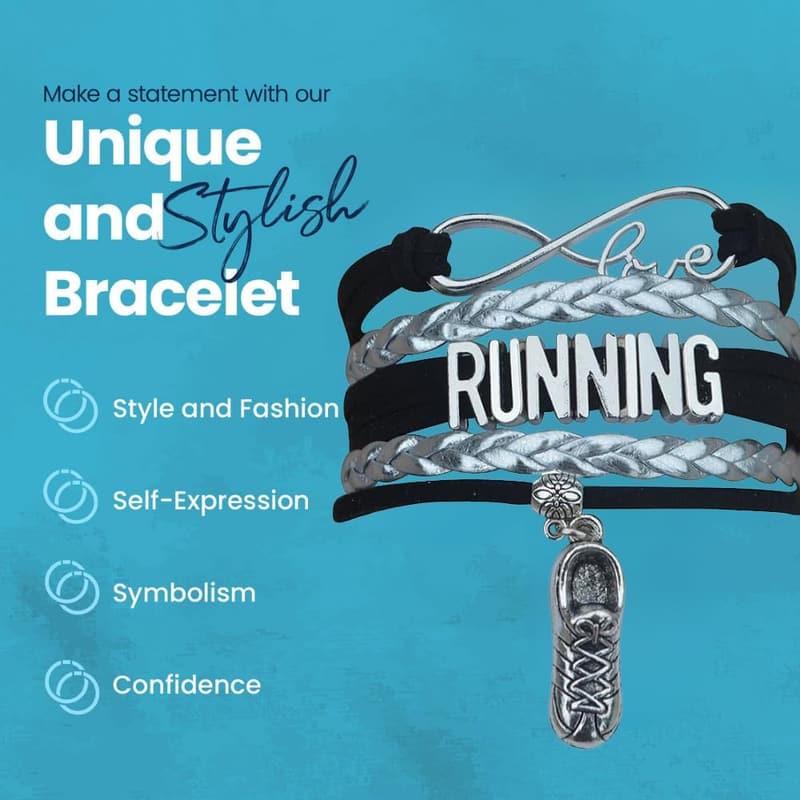 Runner Bracelet - Adjustable Infinity Charm Jewelry for Runners