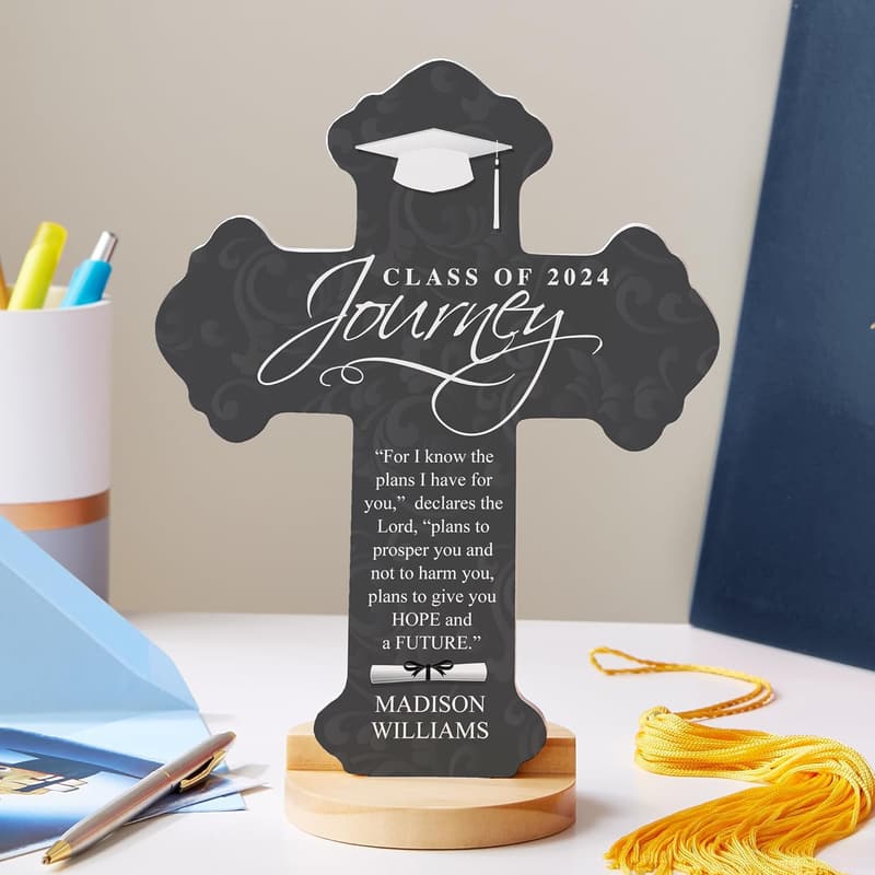 Personalized Graduation Prayer Cross - Class of 2024 Gift