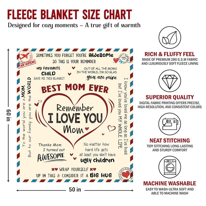 Mother's Day Super Soft Fleece Throw Blanket for Women 50x60
