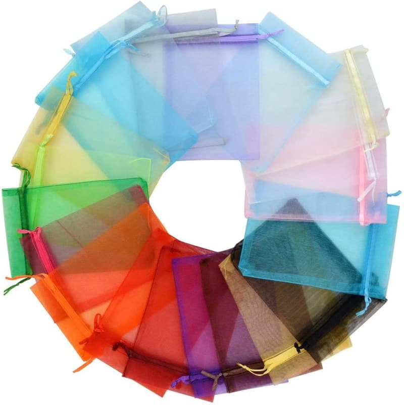 Mix Color Organza Bags - 50pcs Satin Drawstring Favor Pouches