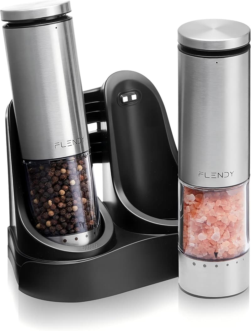 Rechargeable Stainless Steel Electric Salt and Pepper Grinder Set