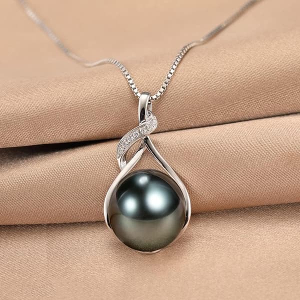 Tahitian Black Pearl Necklace for Women - Wedding, Anniversary Gift