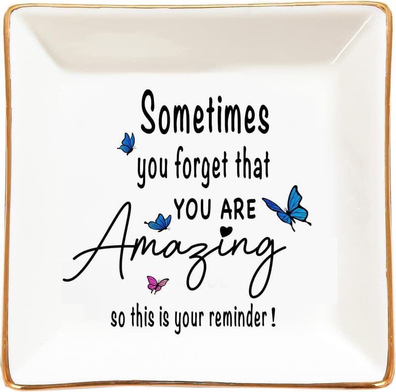 Inspirational Ring Dish Jewelry Tray for Women - 4x4 inches