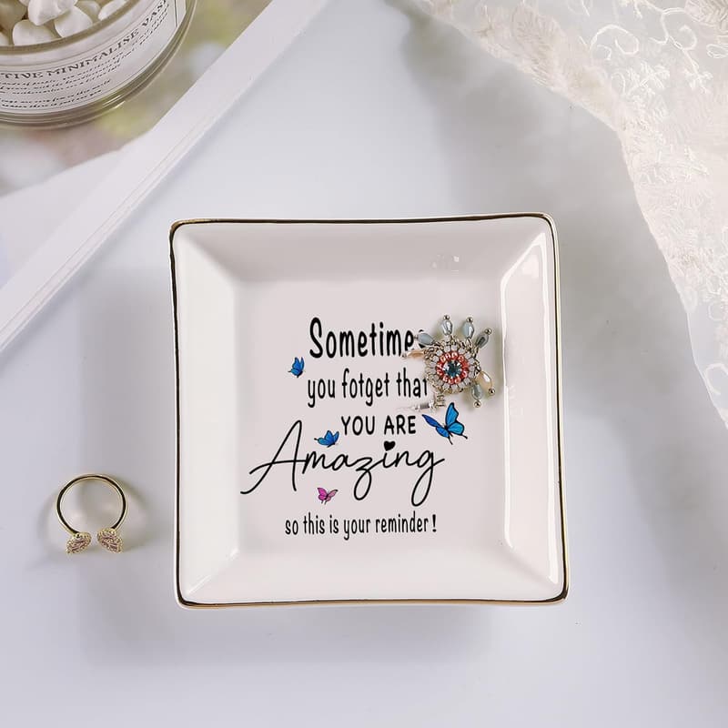 Inspirational Ring Dish Jewelry Tray for Women - 4x4 inches