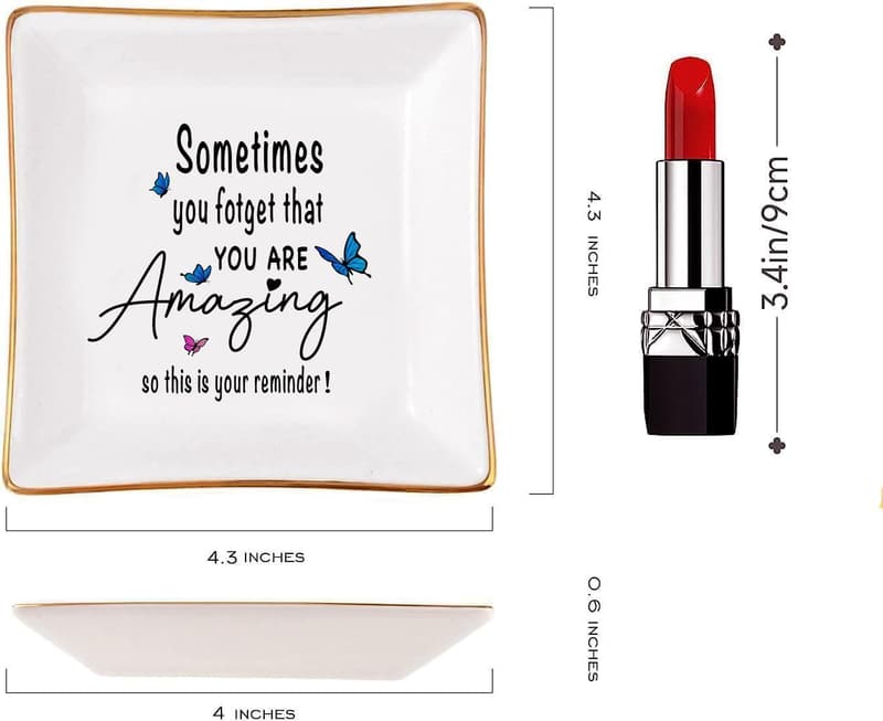 Inspirational Ring Dish Jewelry Tray for Women - 4x4 inches