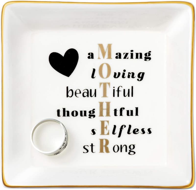 Christmas Ceramic Trinket Plate for Mom - Best Mama Gift