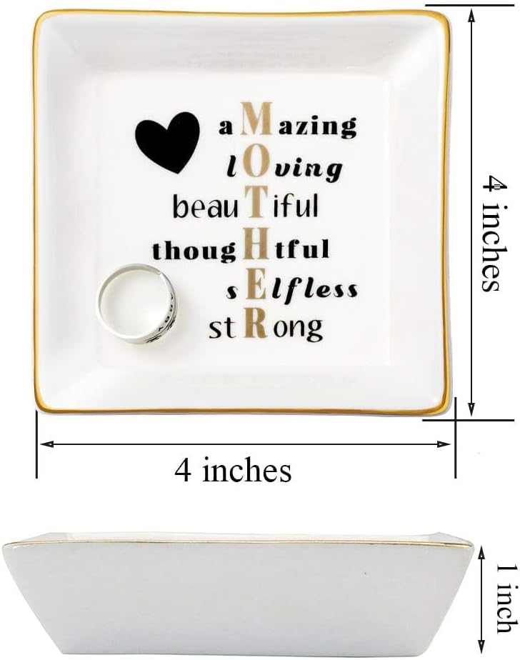 Christmas Ceramic Trinket Plate for Mom - Best Mama Gift