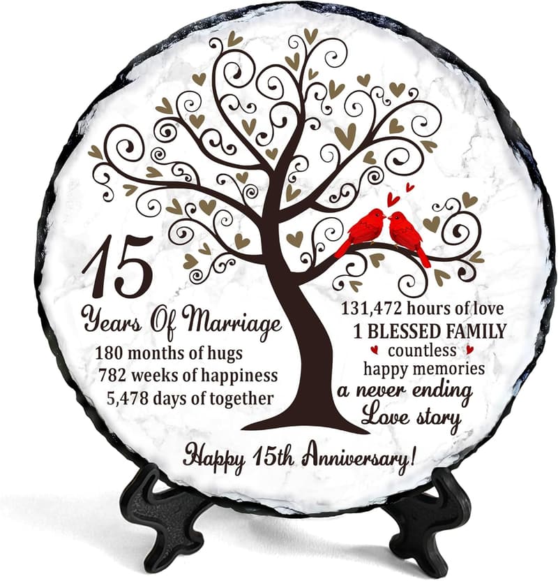 15th Anniversary Slate Sign – Elegant Natural Stone Plaque