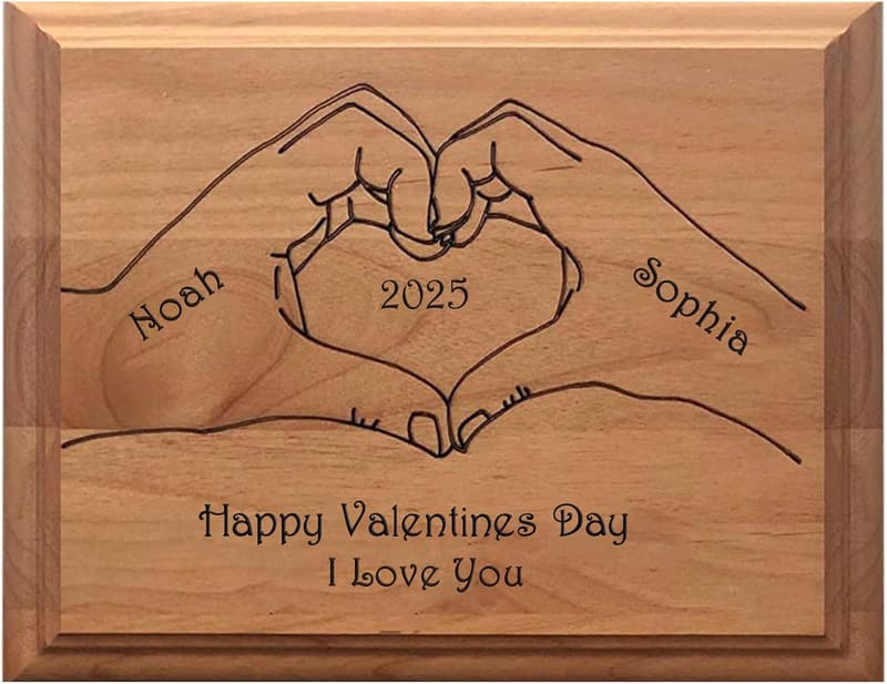 Personalized Valentine's Day Wooden Plaque - Custom Heart Design