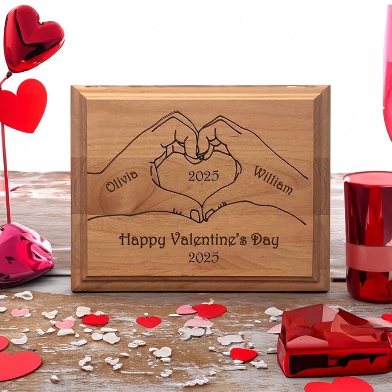 Personalized Valentine's Day Wooden Plaque - Custom Heart Design
