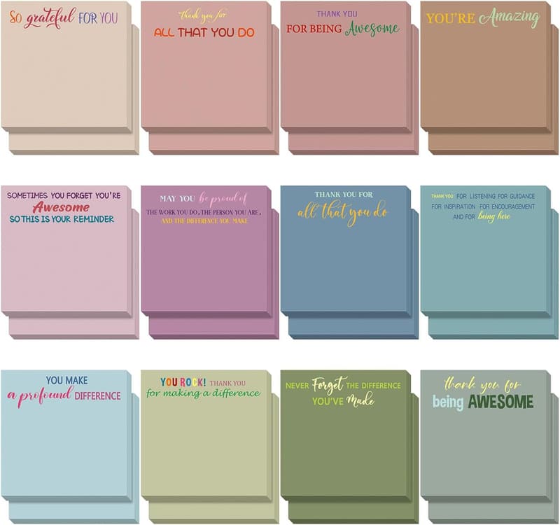 Employee Appreciation Sticky Notes - 24 Mini Motivational Pads