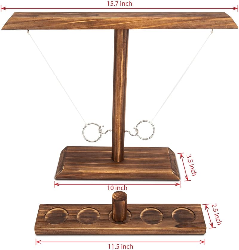 Outdoor Wooden Ring Toss Game for Adults - 15.7