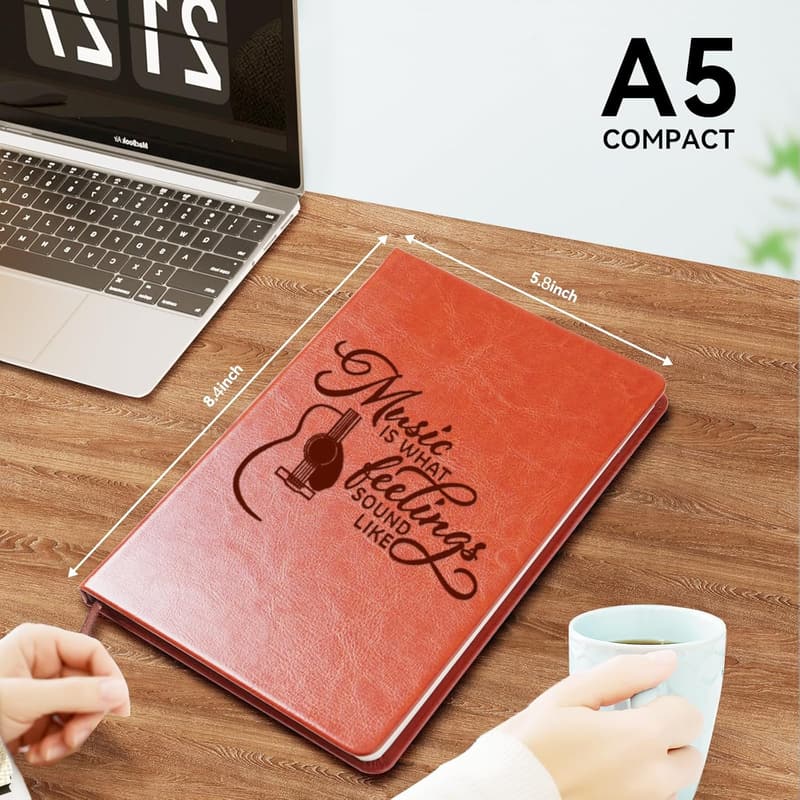 Music Teacher Leather Journal with Musical Note Charm