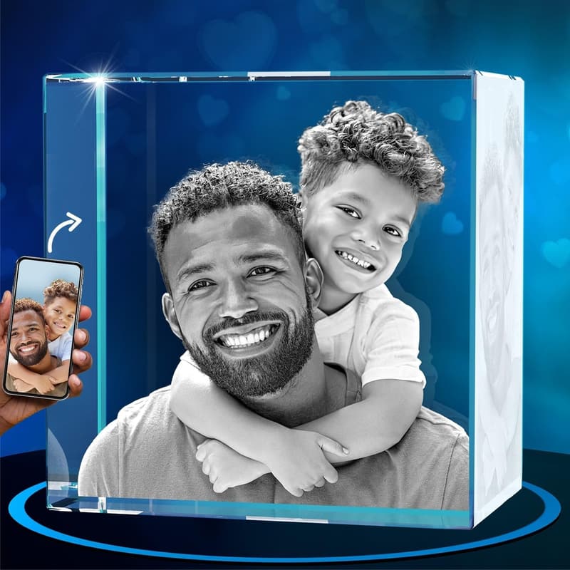 Personalized 3D Crystal Photo for Couples, Engraved Keepsake