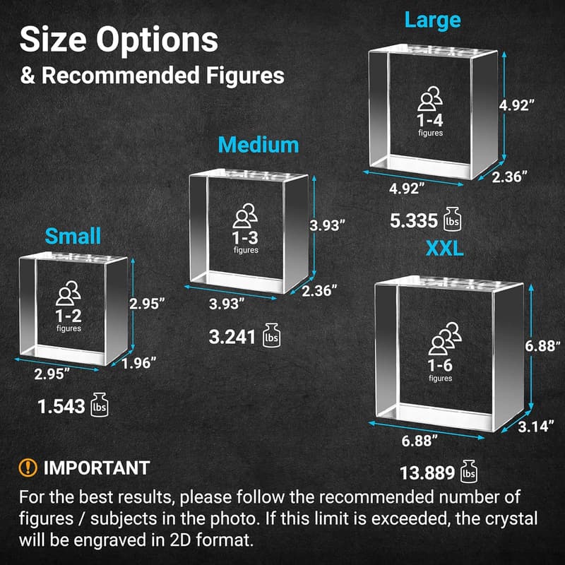 Personalized 3D Crystal Photo for Couples, Engraved Keepsake