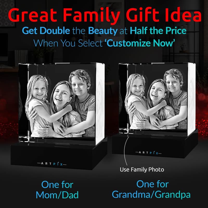Personalized 3D Crystal Photo for Couples, Engraved Keepsake