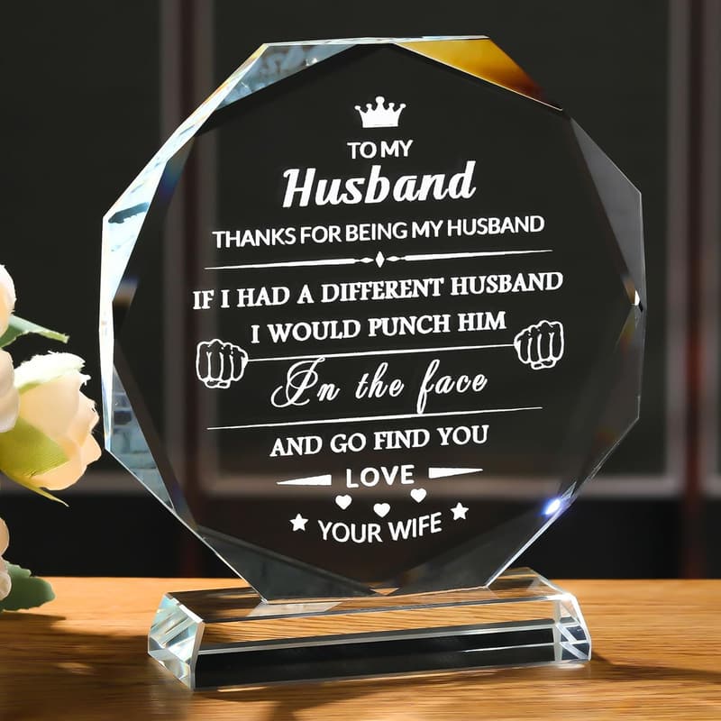 Husband's Birthday Glass Keepsake - Unique Anniversary Gift