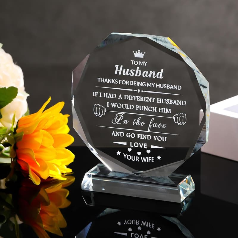 Husband's Birthday Glass Keepsake - Unique Anniversary Gift